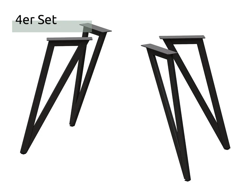 Dreieck Tischgestell Tischbeine Metall schwarz – Set aus 4 Füßen